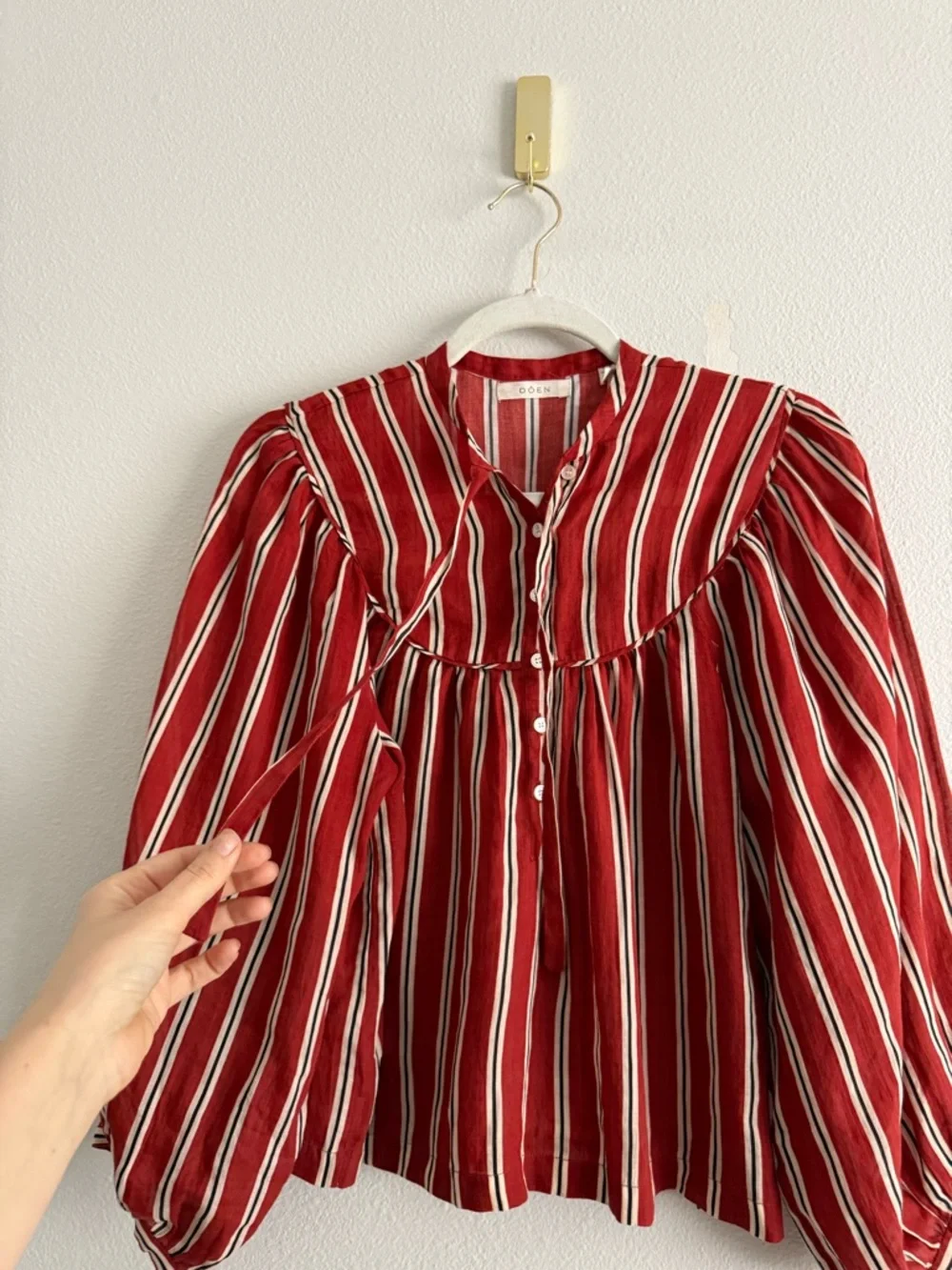 Dôen Imani blouse in Monaco Red stripe Sz S - Picture 3 of 9